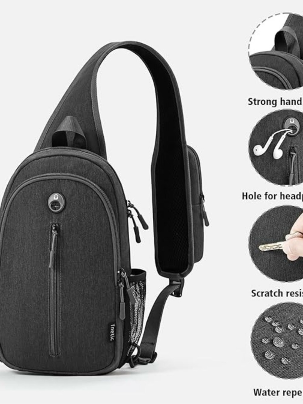 FNETIC Unisex gray Sling Bag - Compact Crossbody Backpack